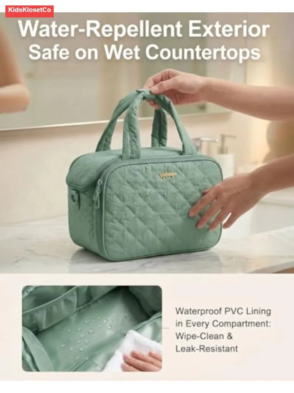 Quilted Toiletry Bag Women Puffy Travel Makeup Organizer Removable Divider